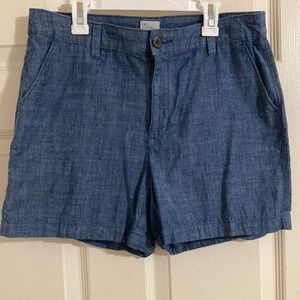 Blue linen-blend shorts